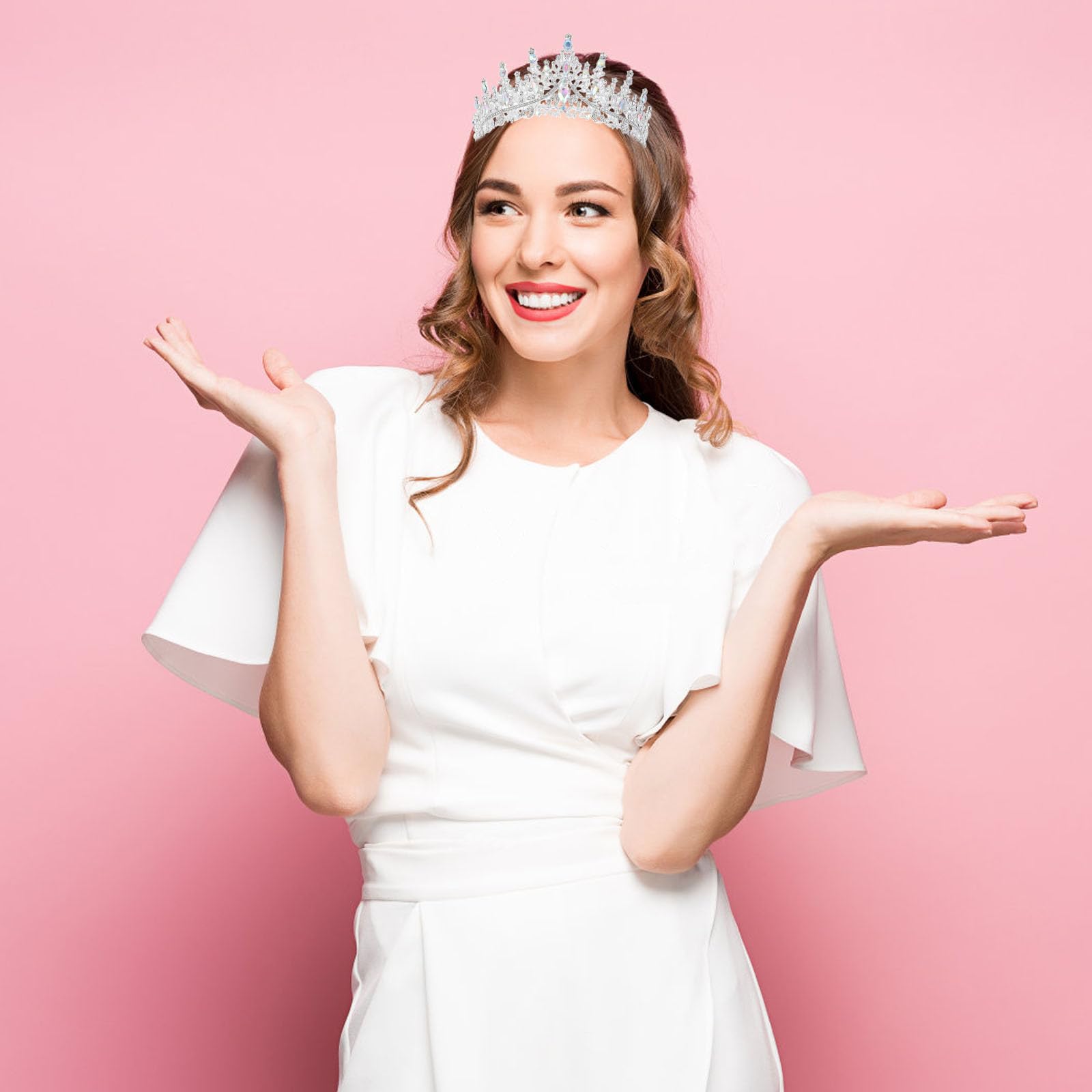 ULTECHNOVO Tiaras De Plata Y Coronas De Cristal Para La Boda De Las Mujeres Diadema Para La Novia Reina Real Princesa Quinceañera Sombreros Para Cumpleaños Prom