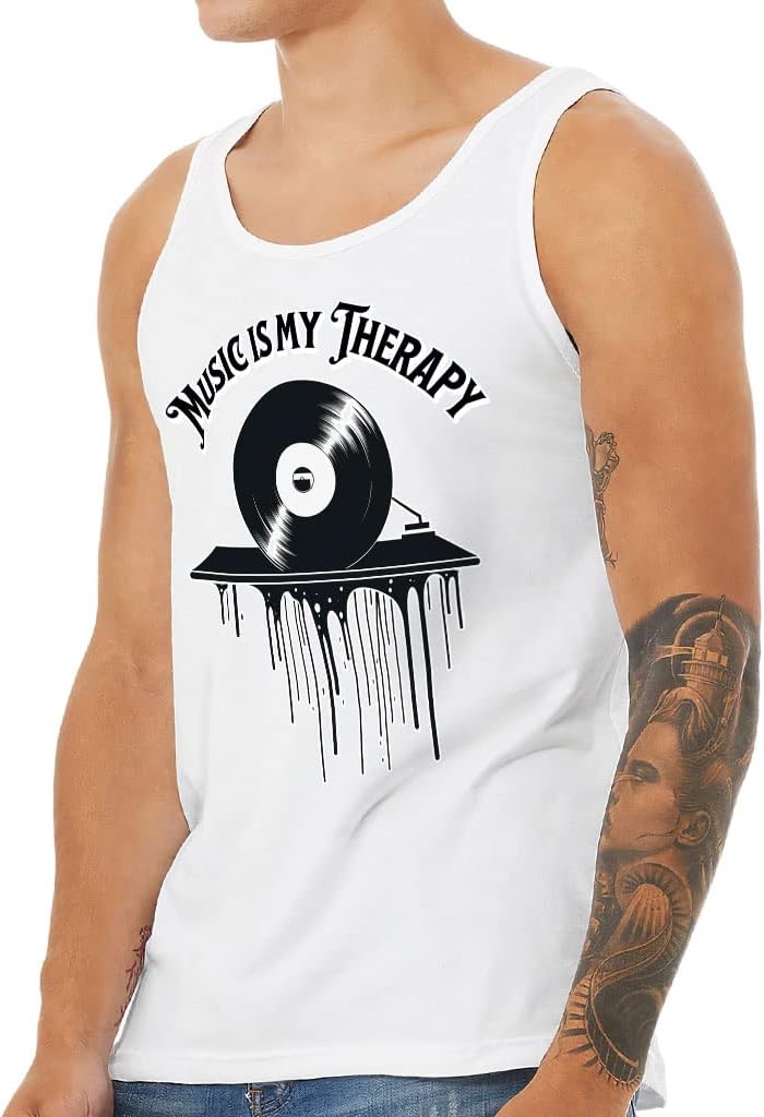Music is My Therapy Tank - Vinyl Record Workout Tank - Cute Jersey Tank