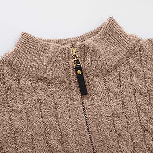 Akklian Men's Quarter Zip Sweater Slim Fit Casual Cable Knitted Pullover Fashion Business Turtleneck Solid Color Knitwear3