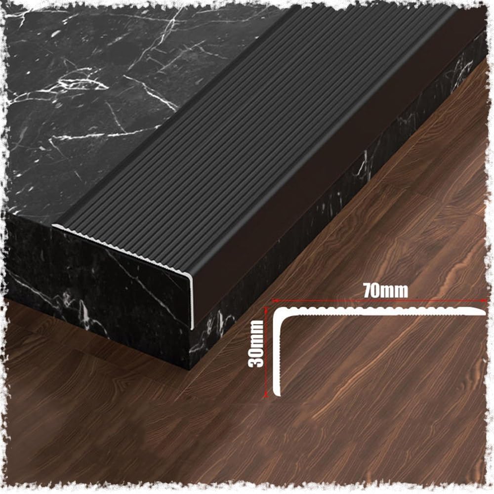 Perfil para escaleras de Aluminio de 36", 40", 48" y 60", Protector de Borde Antideslizante de Metal para escaleras, peldaños de Madera, mármol y baldosas, fácil de Instalar (Gris, 120 cm/48