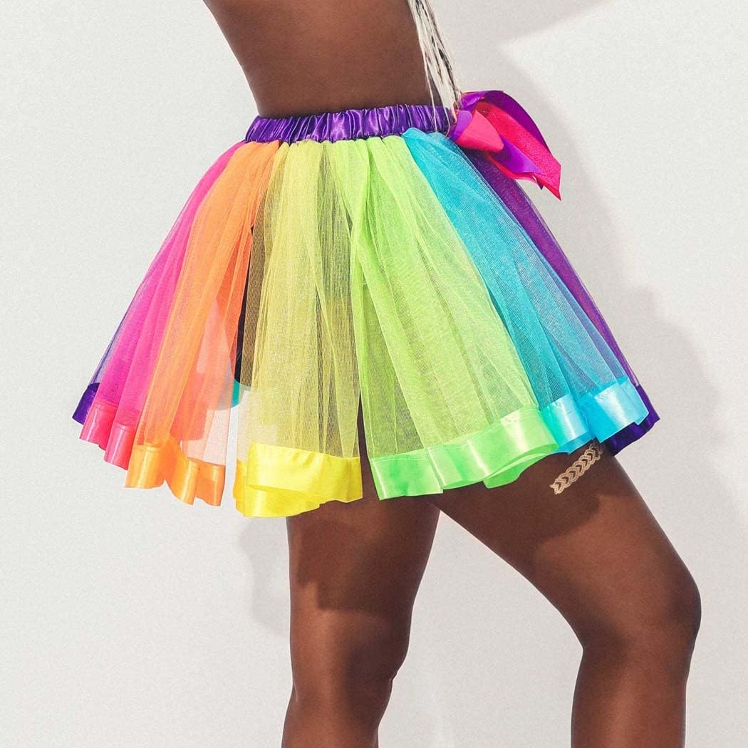 Rainbow Tutu Skirt Layered Ballet Tulle Dance Tutu Adult Festival Party Dance Skirt Costume for Women and Girls