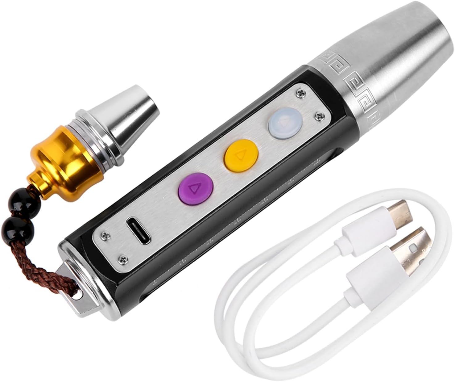 LiebeWH Rechargeable Jewelry Torch 3 LED Light Sources White Yellow USB Rechargeable Gems Flashlight with Length Measurement for Jewelry Identification Antique Research Household Lighting