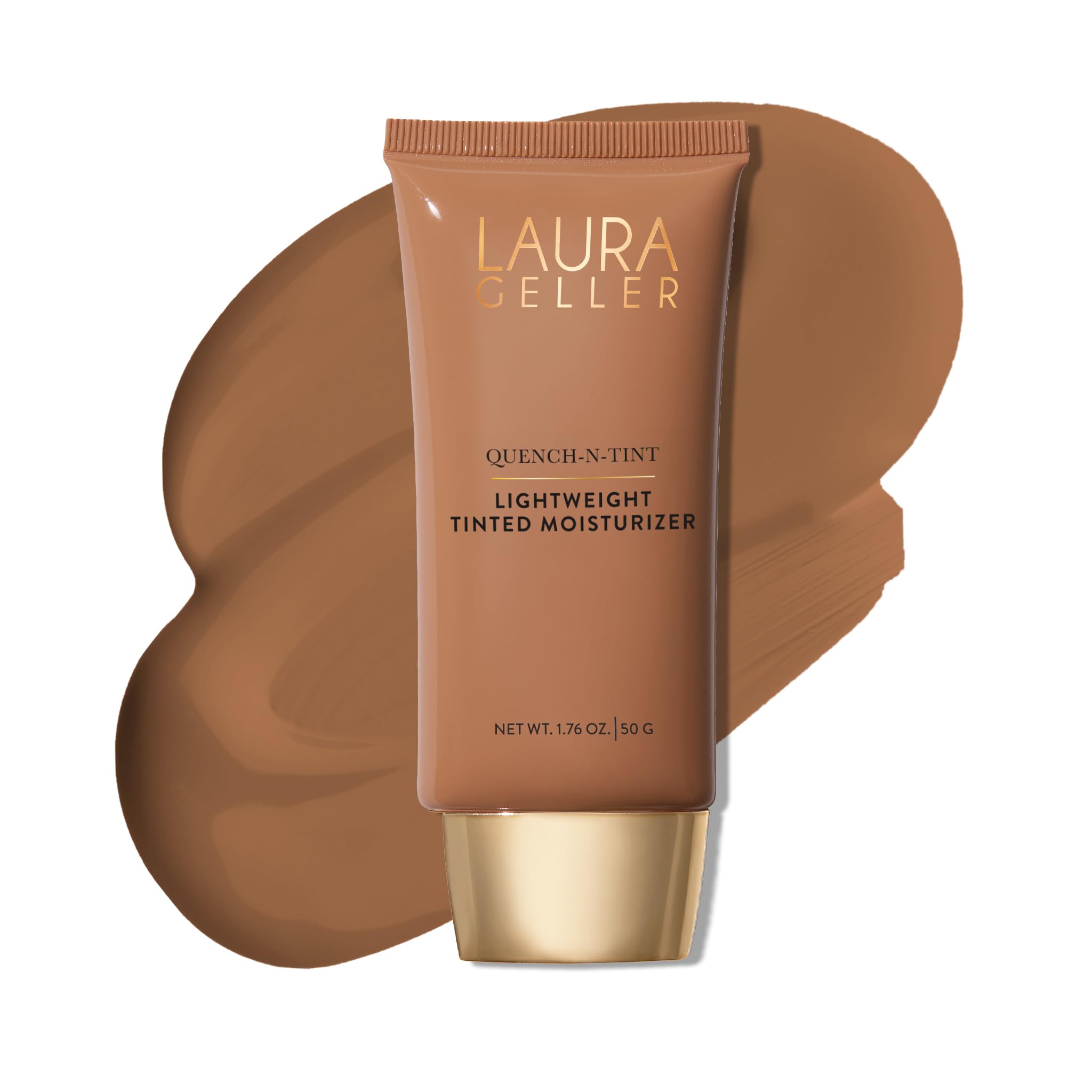 LAURA GELLER NEW YORK Quench-n-Tint Tinted Moisturizer - Deep - Sheer to Light Buildable Coverage - Natural Glow