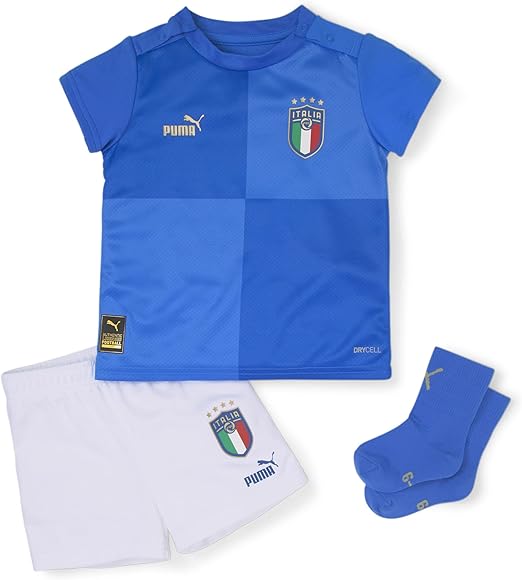 PUMA Baby,Clothing,Baby Boys 0-24m,Tops,Button-Down & Dress Shirts PUMA Unisex Kids Italy Home 22/23 Baby Kit Ignite Blue-Ultra Blue 9-12M