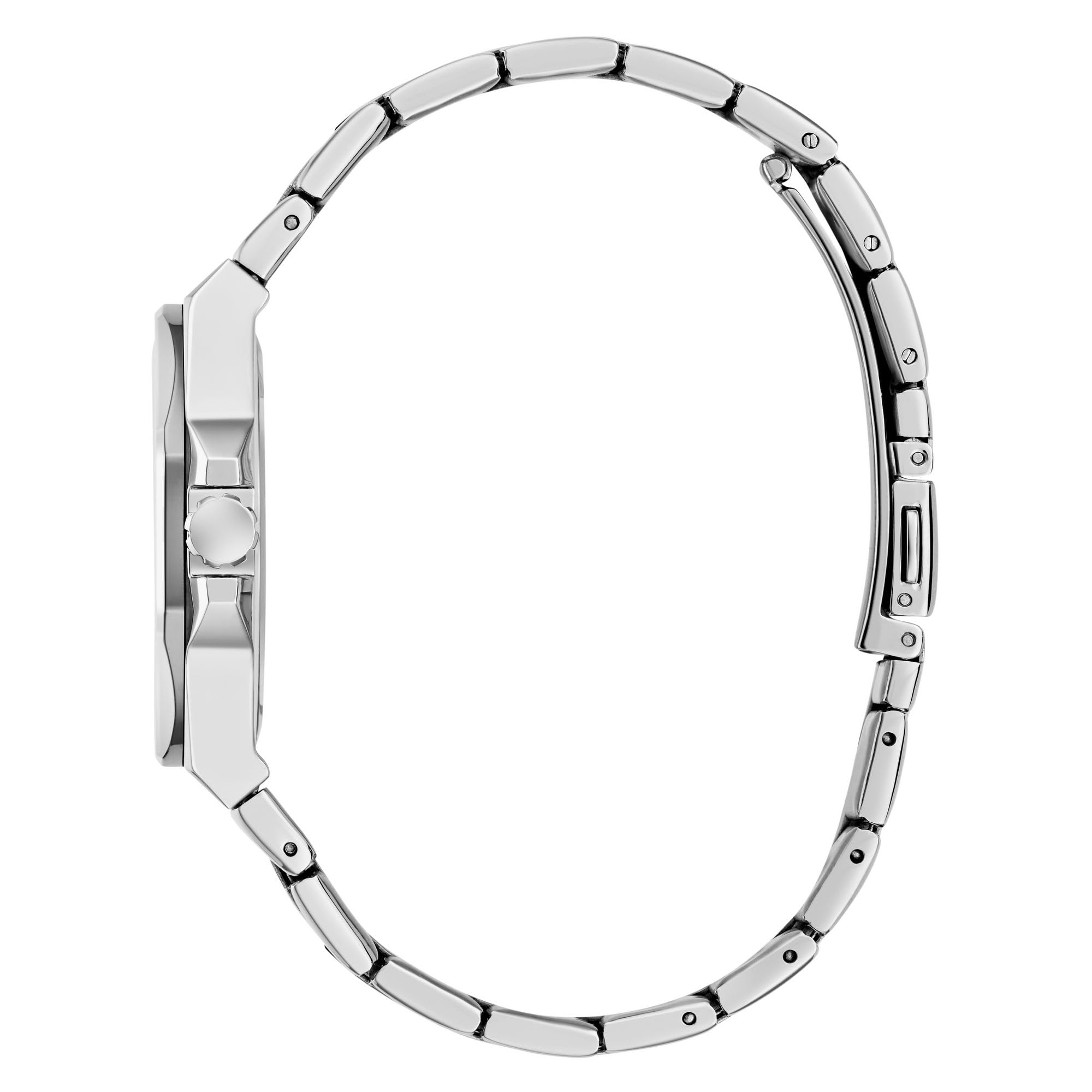GUESS Damski zegarek na rękę Empress, srebrna bransoletka ze stali nierdzewnej, szkło mineralne, niebieska tarcza, 5 bar, średnica koperty: 34 mm, GW0873L1