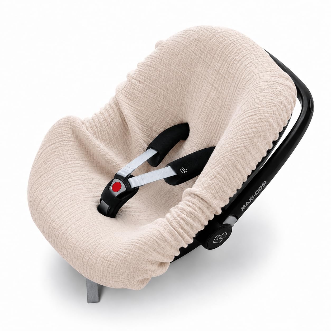 BEZUG Babyschale Sommer Sommerbezug Universal 100% Musselin Baumwolle Schonbezug Babyschalebezug (MUSSELIN_BEIGE)