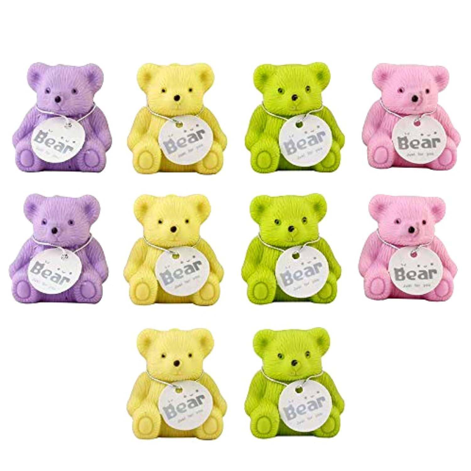 Parseed Multi Purpose shapner and Eraser 2 in 1 in Teddy Bear Shape |Birthday Gift for Kids and School Students in Bulk, Non Toxic Eraser (Multicolour Pack of 10).