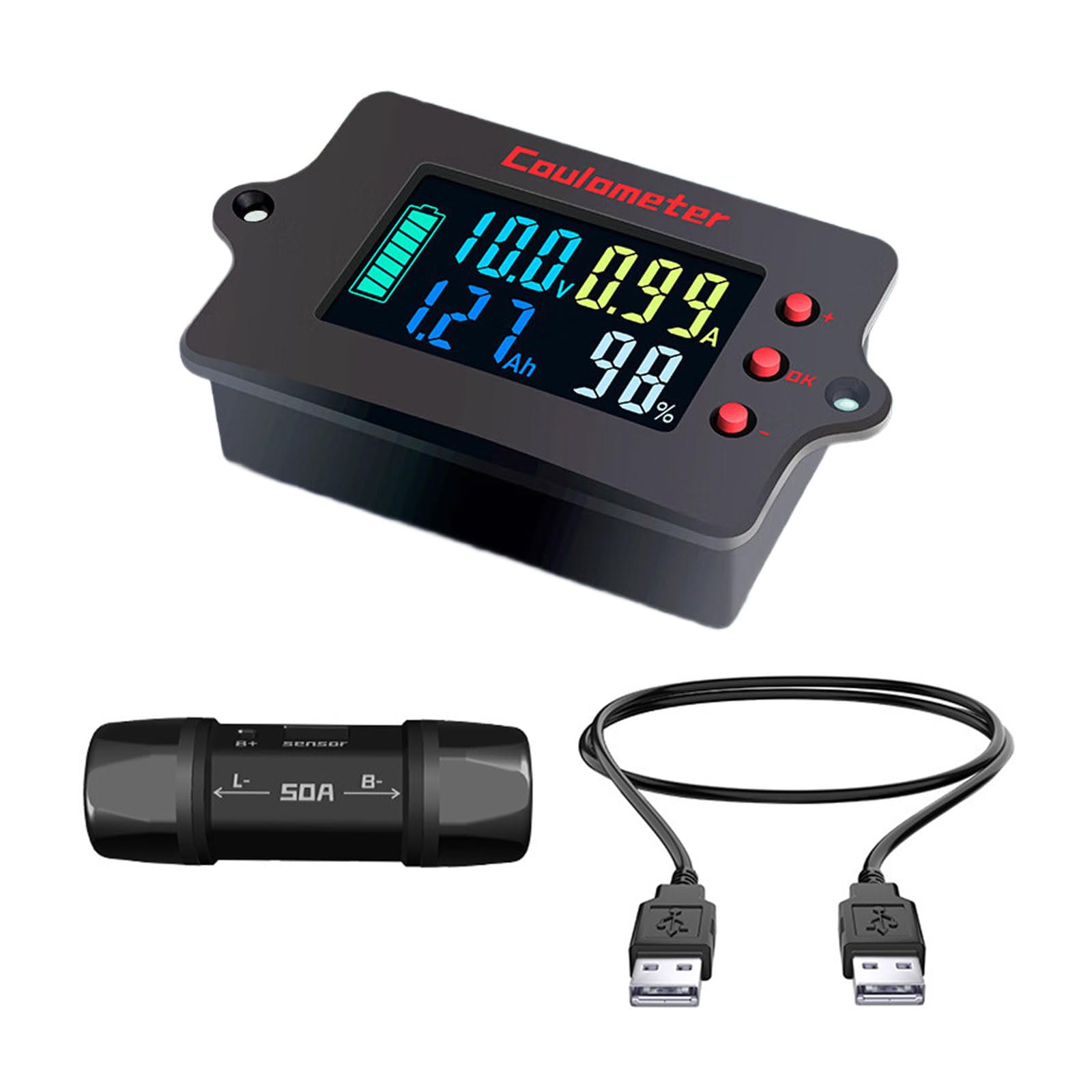 8-120V Battery Monitors with Backlit Display Coulomb Meter Coulometer Digital Voltmeter Ammeter Battery Capacity Tester