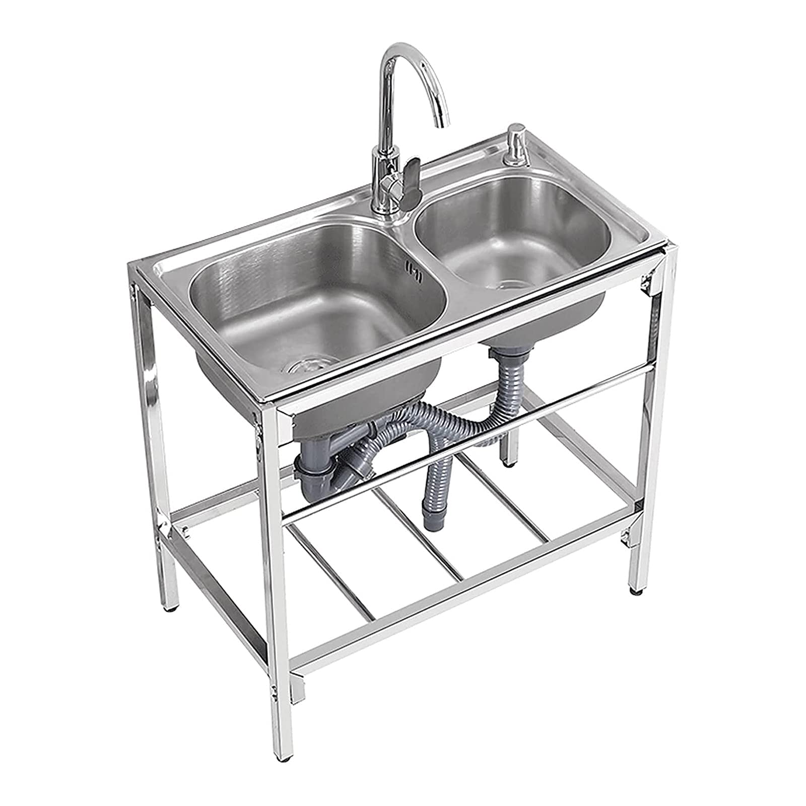 Fregadero de cocina acero inoxidable con soporte montaje y grifo