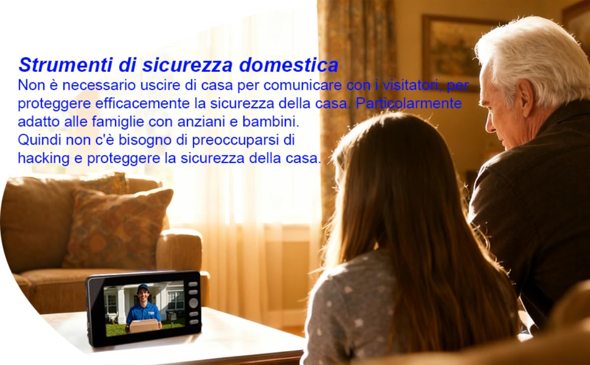 Winnes Video Campanello Impermeabile IP65,Video Citofono con 1080P 4,3'' IPS Schermo,Videocitofono Senza Fili da Esterno,Spioncino Digitale 1800mAh con Telecamera Ultra Grandangolo,Nessun WiFi o APP