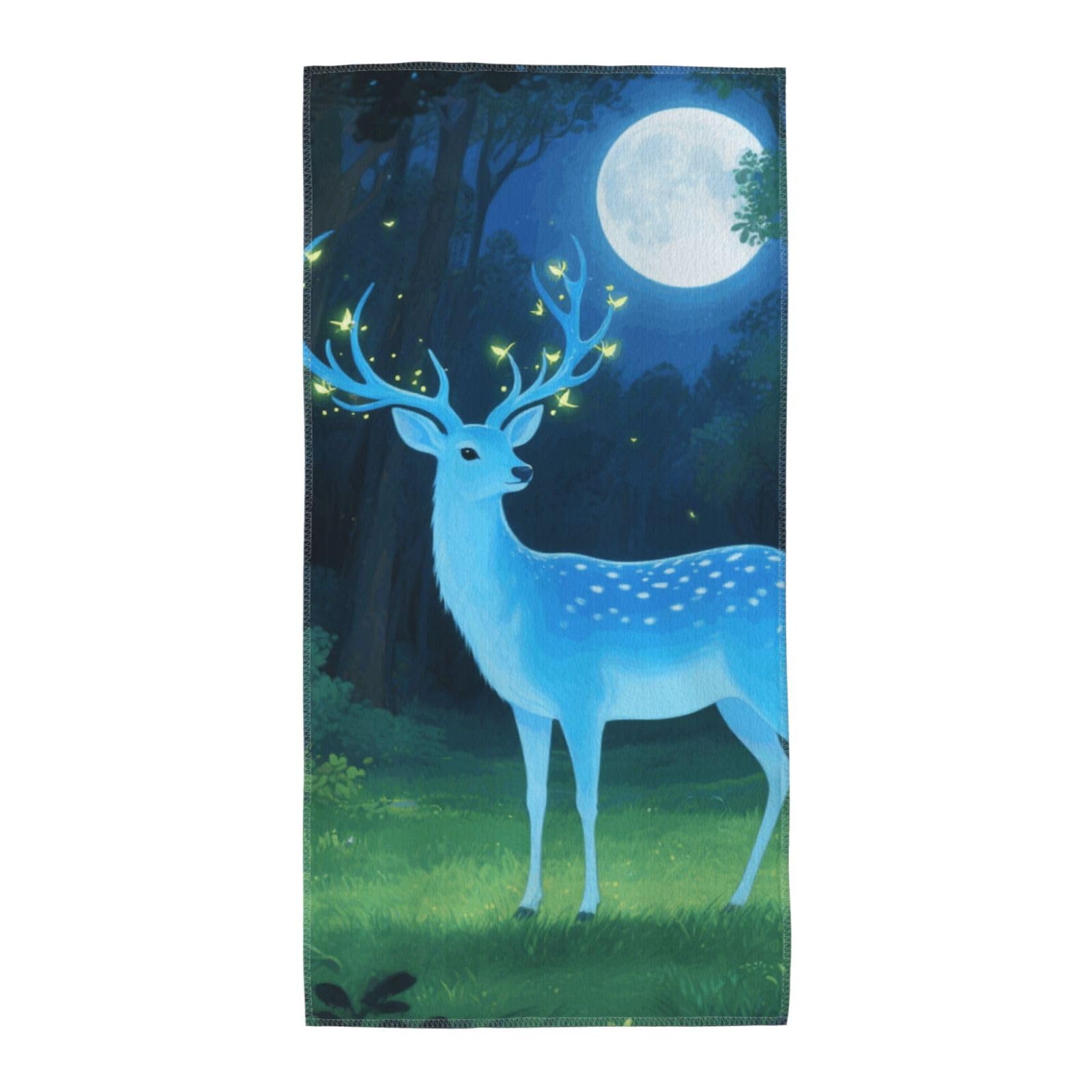 FekiLoot Absorbent Hand Towels 13.8"X27.5" Decorative Bathroom Towel Soft Microfiber Face Towel Blue Deer Dish Kitchen Towels for Bathroom Kitchen Hotel Spa Bath Towels