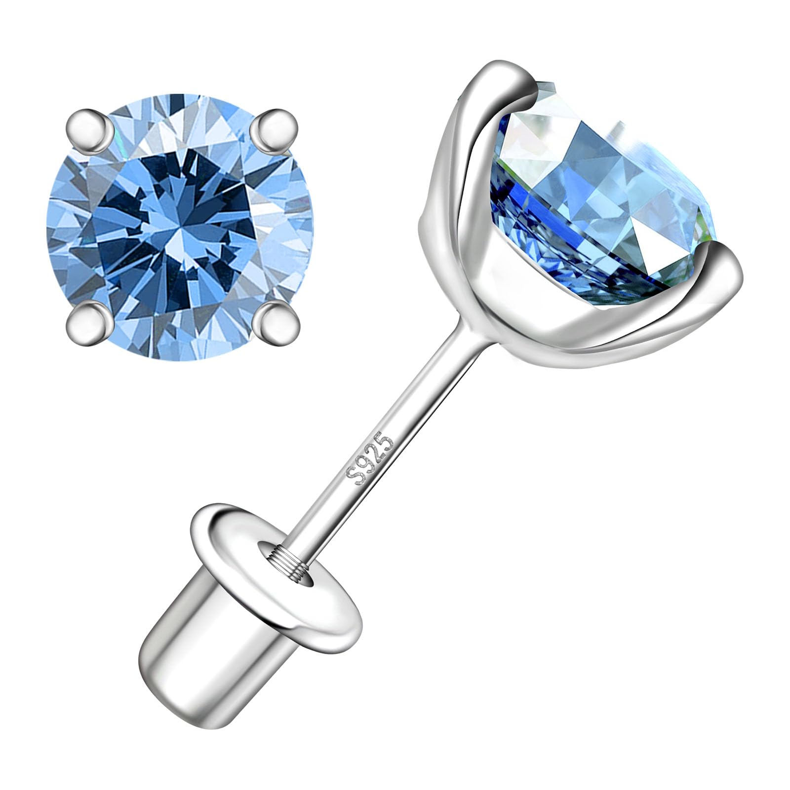 Moissanite Screw Back Earrings Studs - 0.2CT-4CT Moissanite Earrings for Women 925 Sterling Silver Piercing Real Colorful Moissan Hypoallergenic