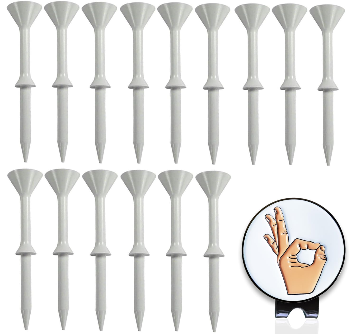 Adhere Golf tees Plastic Golf tees Step Down Golf tees,Castle Golf tees Near Unbreakable 3-1/4 inch Long tee 20mm Wide Head Reduce Side Spin and Friction