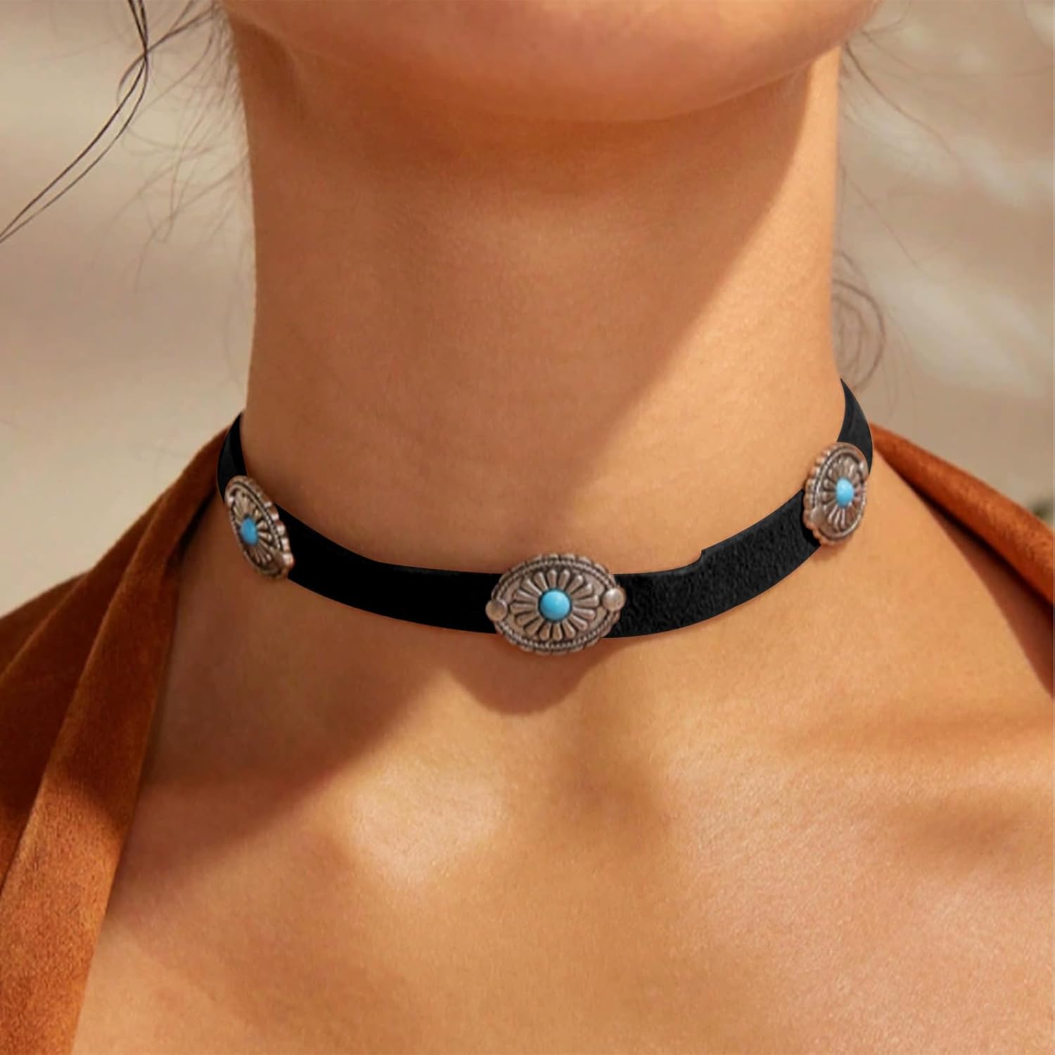 Otxas Cowgirl Necklace for Women Boho Western Necklaces for Women Brown Leather Necklace for Women Western Jewelry - Image 2