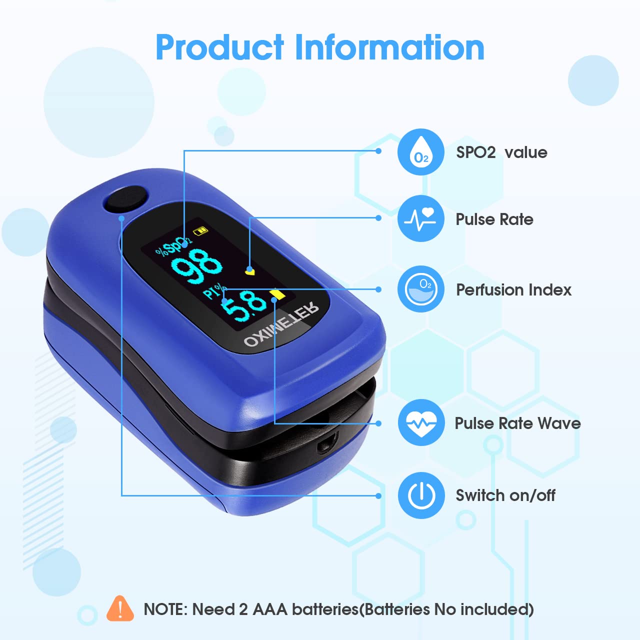 Pulsossimetro Display Oled Con Forma D'onda Pulsossimetro Da Dito - Foto 2
