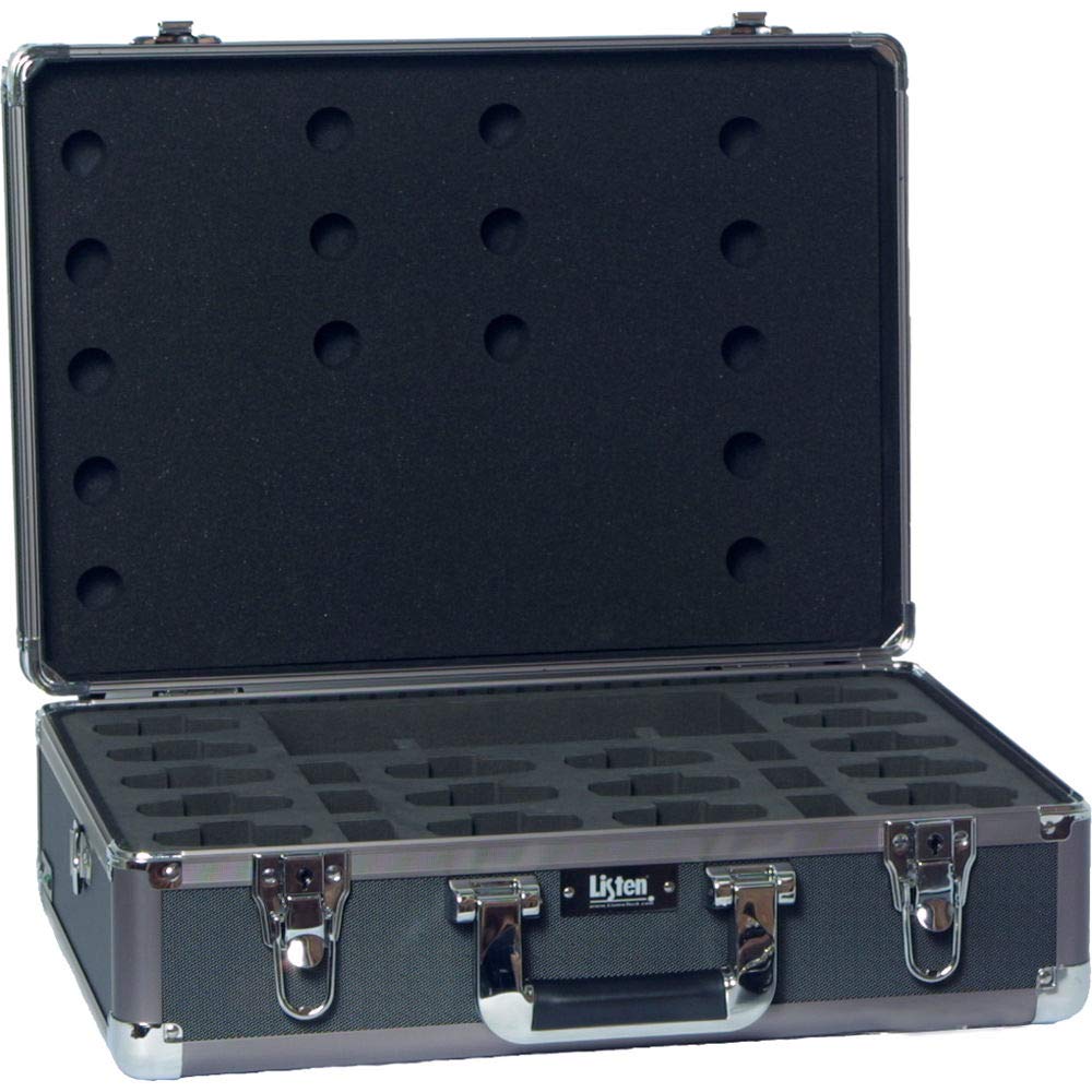 Listen TechnologiesLA-313 16-Unit Portable RF Product Carrying Case, Grey, Conveniently Stores Up to Sixteen (16) Receivers, Locking Latches, Detachable Nylon Shoulder Strap