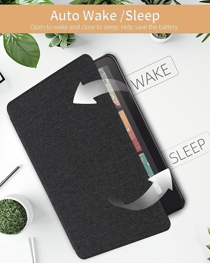 Bspring Housse Folio Magnétique Pour Kindle 11e Génération 2022/2024 – Smart Cover Réveil/Sommeil Auto, Protection PU + TPU, Loup (Noir)