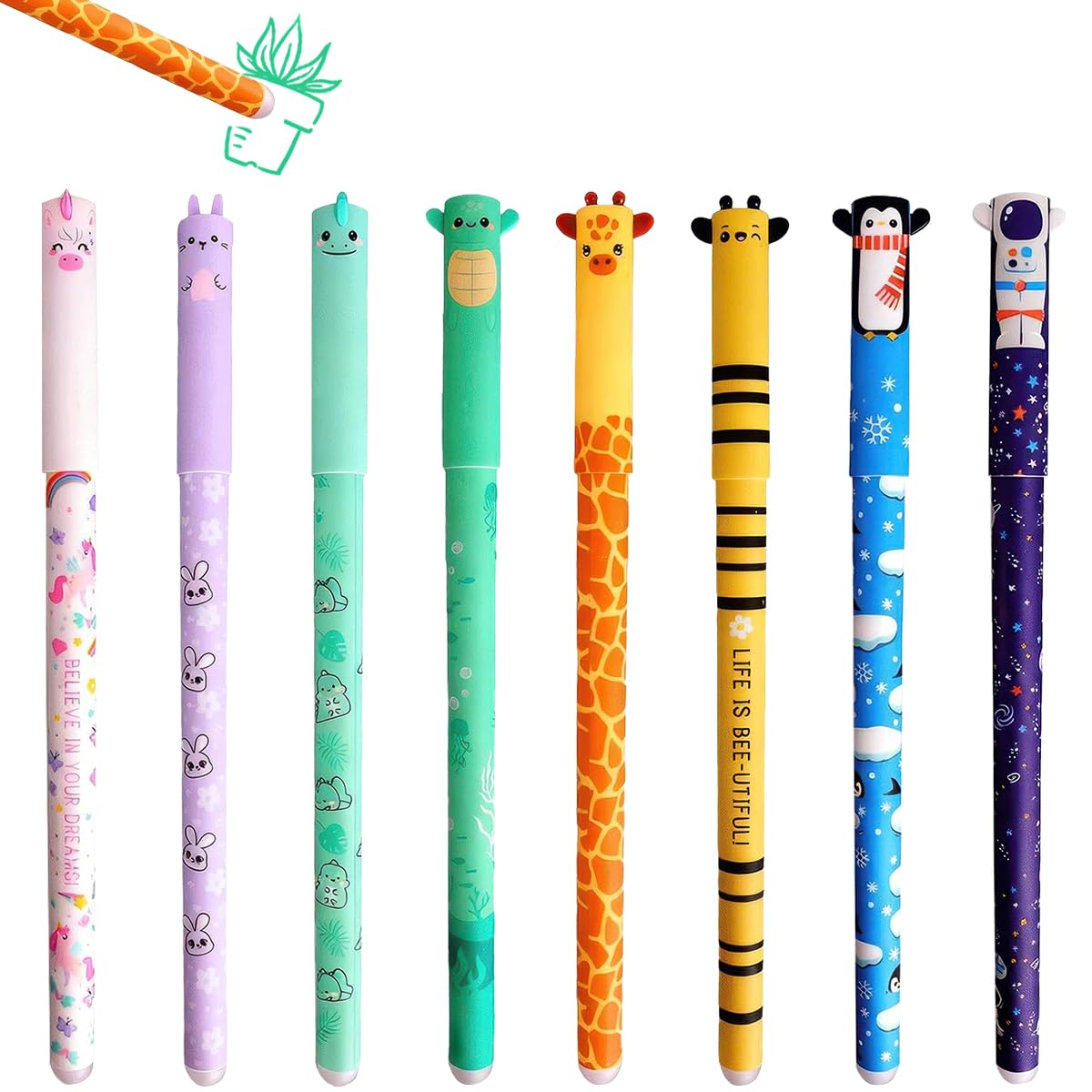 8 Piezas 0,5mm Kawaii Bolígrafo de Tinta de Gel con Animales, Bolígrafos de Gel Borrables Cartoon, Bolígrafos de Gels Borrables con Tinta de Borrado Termosensible, para Escuela, Oficina (Multicolor)