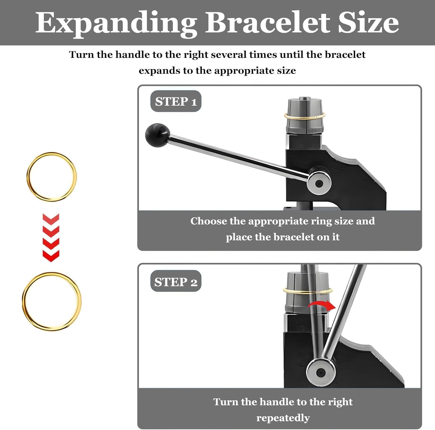Outil d'étirement de bracelet pour réparation et travaux manuels - 6 outils de bricolage ronds avec plage d'étirement 42-70 mm pour élargir les bracelets