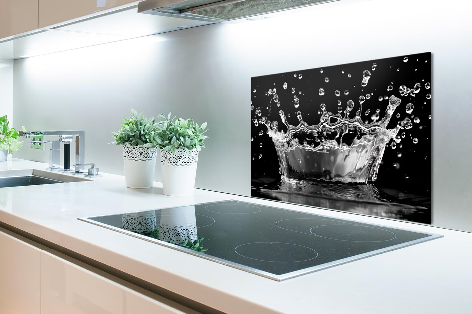 KitchenYeah© Crédence Cuisine 70x50 cm Aluminium Accessoire Déco Protège Mur Plaque Protection Anti Éclaboussure Évier Eau - Noir - Abstrait