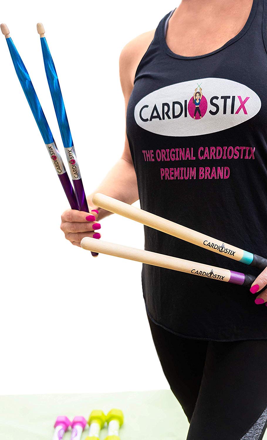 CardioStix Set 237 g schweres (1 Paar nach Wahl) Premium American Hickory Holz Cardio Drumsticks | für Drumming, Fitness, Aerobic-Klasse, Übungen (Hot Pink)