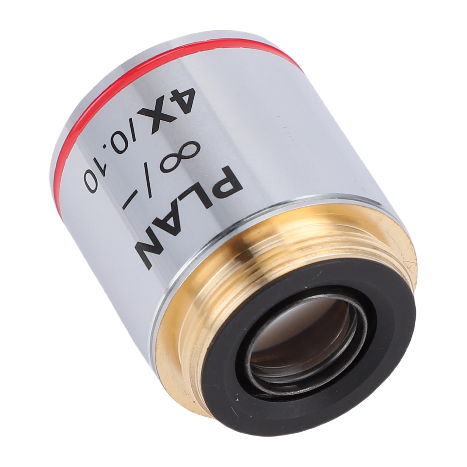 KIMISS Microscopio Objetivo Lente Alta Resolución 4X Aumento de Campo Plano Microscopio Biológico Lente para Investigación Educativa Interfaz de 20,2 Mm RMS
