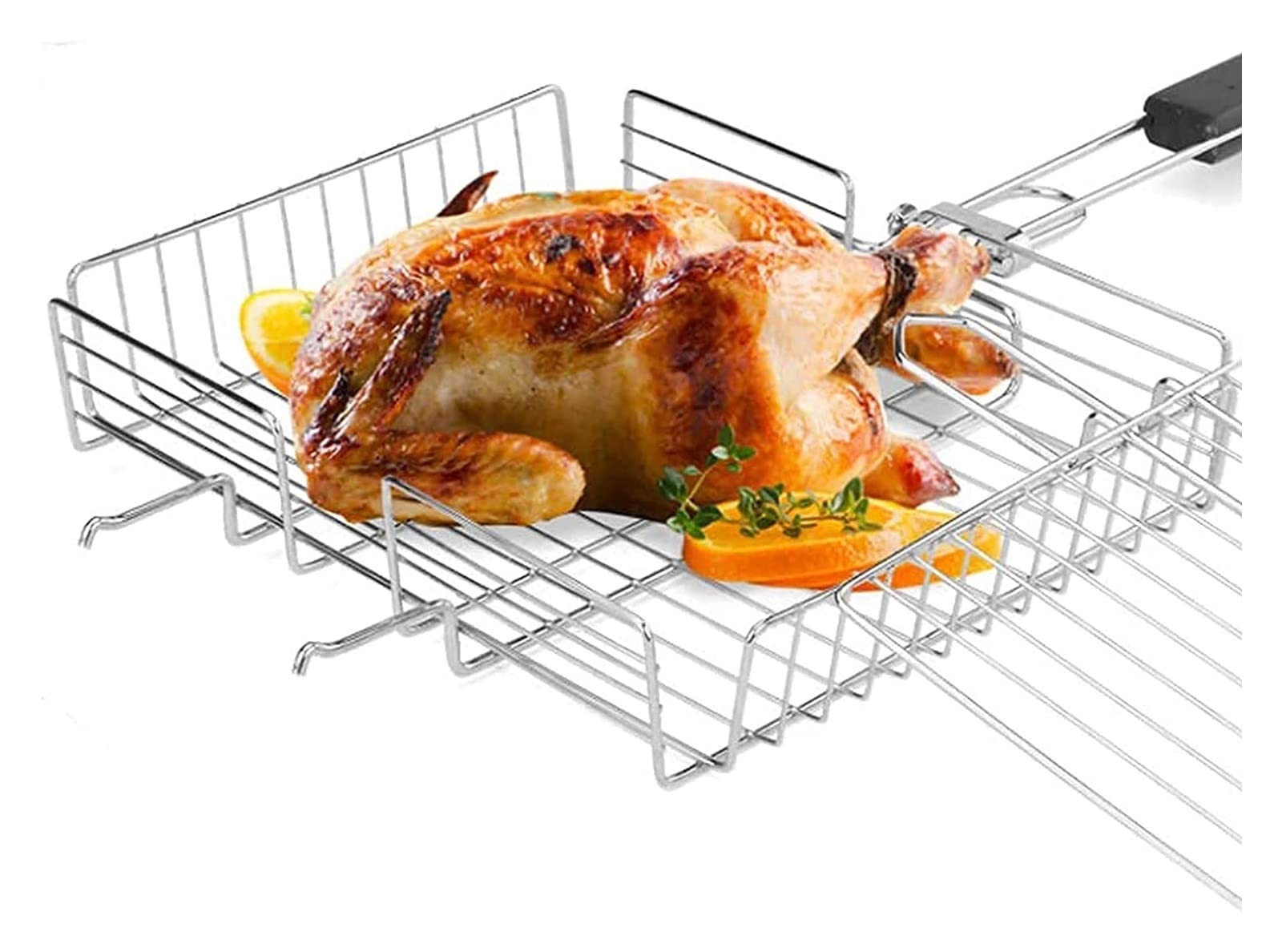 Cesta de barbacoa de acero inoxidable, parrilla portátil grande para asar verduras, pescado y camarones, accesorio para parrilla de barbacoa