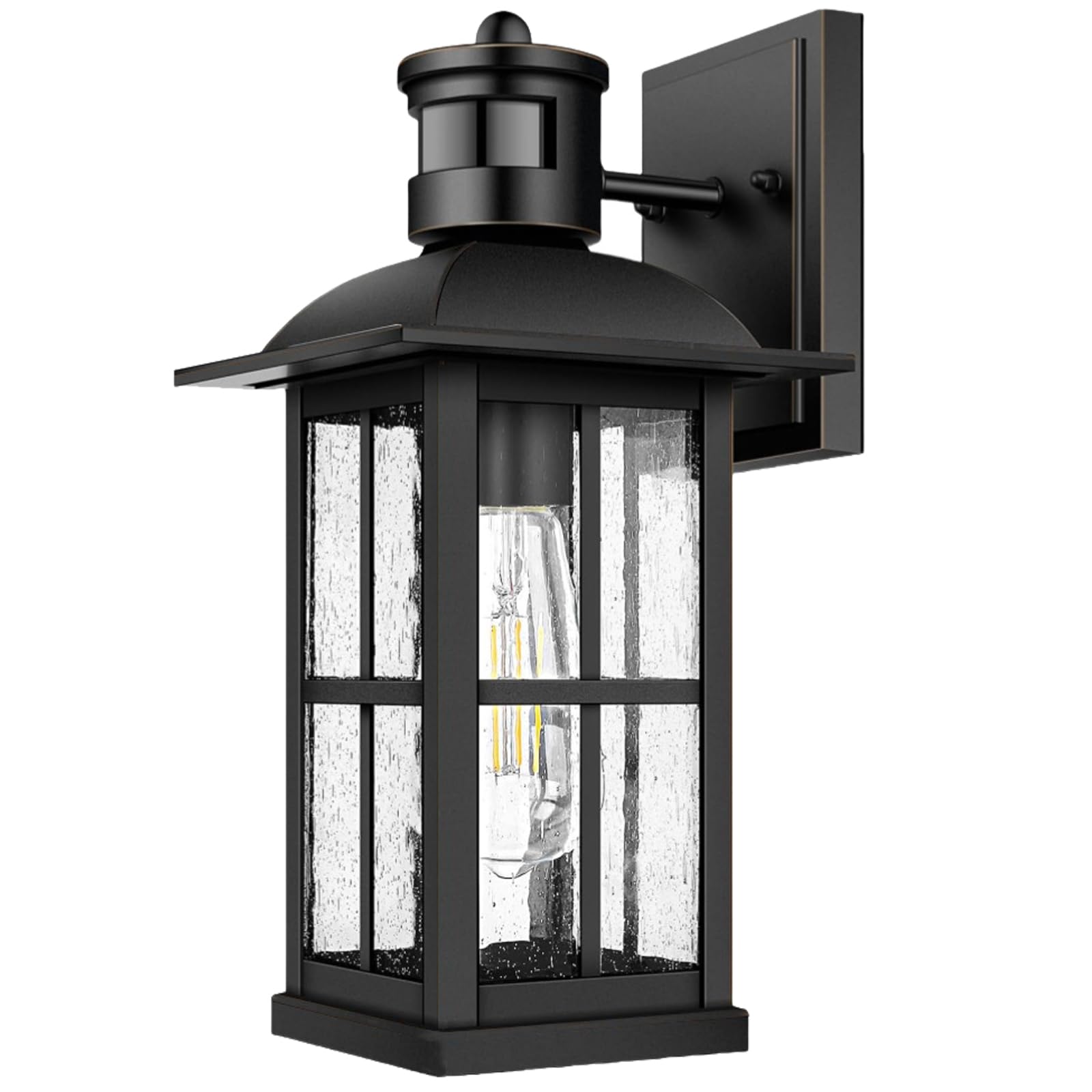 15inch large outdoor wall lights,modern black exterior wall light fixture with e26 sockets & tempered glass,waterproof porch lighting for wall (1 pack)