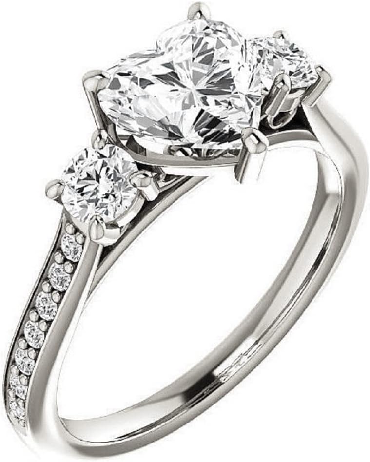 10K/14K/18K Solid Gold, 925 Silver Handmade Engagement Ring, 3 CT Heart Cut Moissanite Solitaire Ring Wedding Ring Set for Women/Her, Anniversary/Propose Gifts, VVS1 Colorless