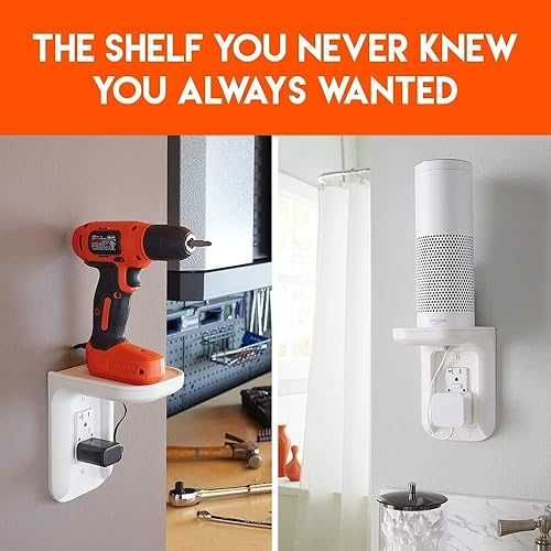 Miniatura 9 de ECHOGEAR Paquete de 2 estantes de toma de corriente, una solución que ahorra espacio para cualquier cosa de hasta 10 libras, canal de cable