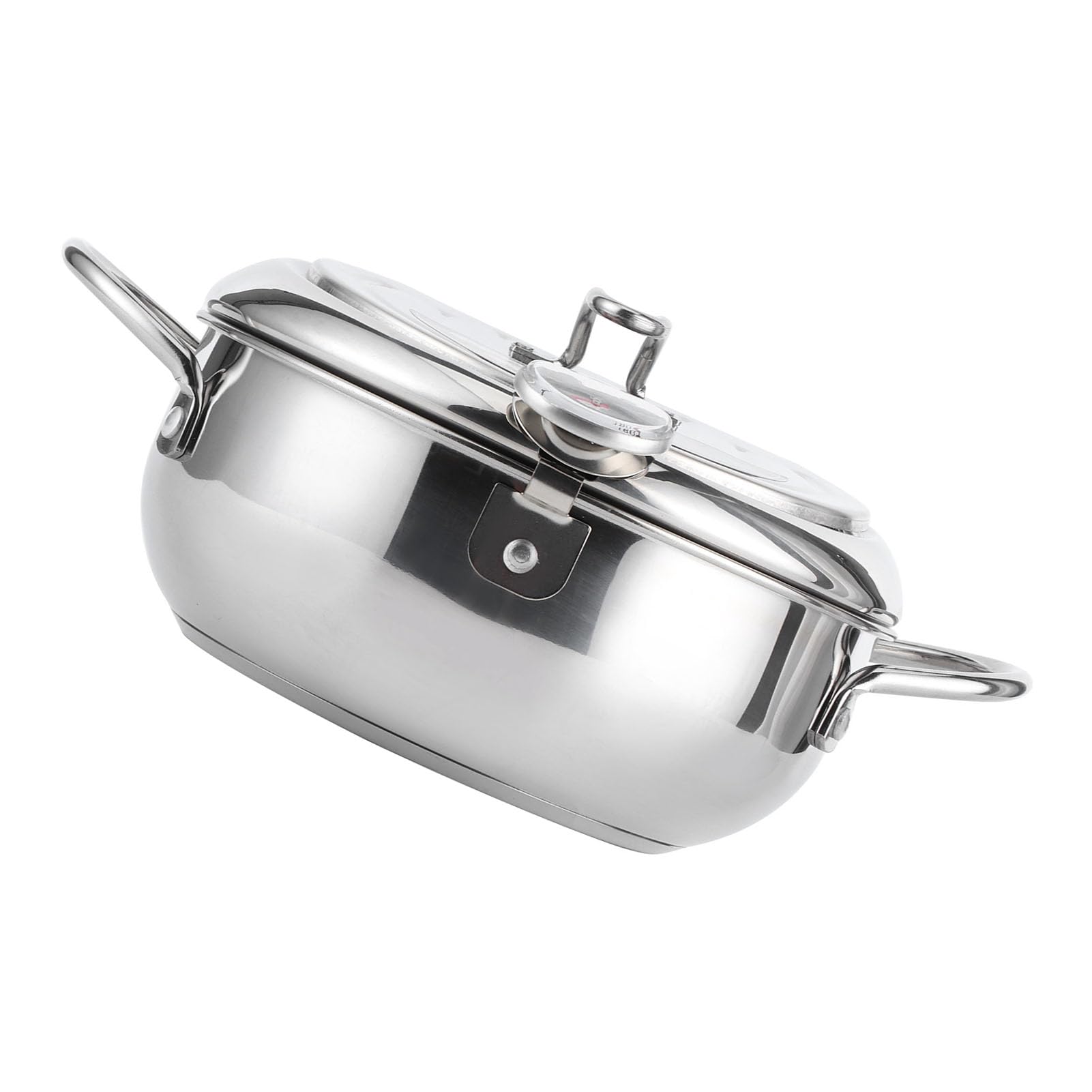 Olla Para Freír Tempura, Olla De Freidora De Estilo Japonés, Utensilios De Cocina Para Freír Profunda De Acero Inoxidable Con Termómetro, Tapa, Rejilla Para Escurridor De Goteo De(Large 24cm)