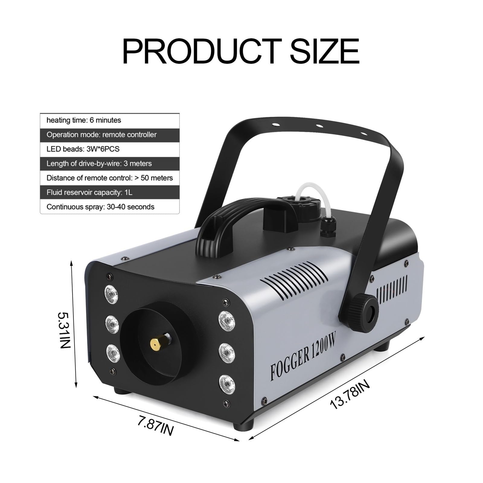 Generator Dymu RGB 1200 W, Efekt Sceniczny, 6 Diod LED, Oświetlenie, Zdalny Mgły Dla DJ-ów I Na Imprezy Dyskotekowe WięKsza Pojemność, Mocniejszy Wynik