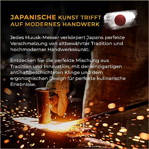 Huusk Kochmesser, Japanisches Küchenmesser Set mit Premium Lederscheide - Perfekt zum Schneiden und...