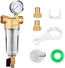 Cxztcl Spin Down Sediment Filter Whole House Water Filter with Scraper,40Micron,1"MNPT,3/4"MNPT,Inline Prefilter T Strainer for Tap Water,Well Water