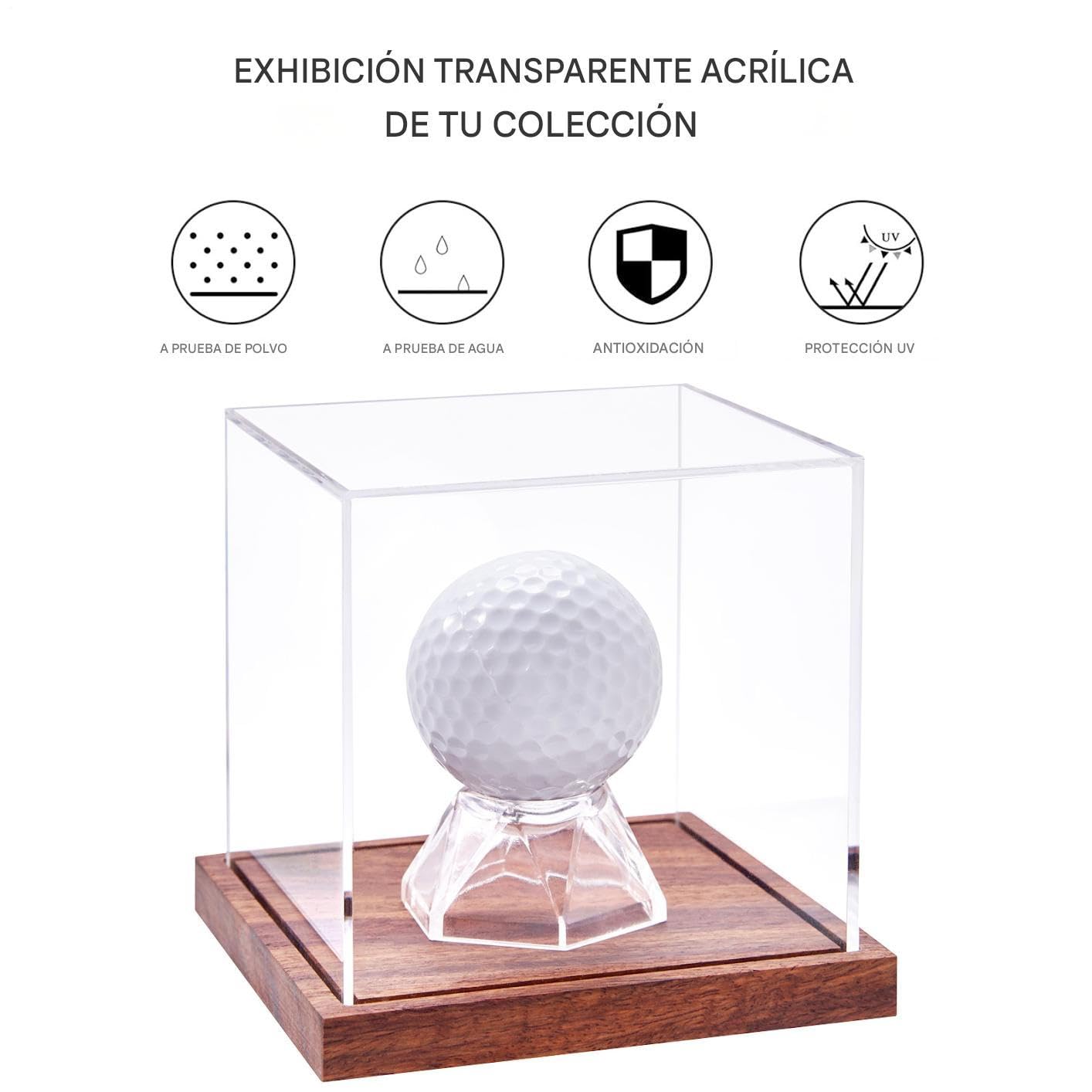 Estuche para Bolas de Golf,Caja Expositora De Bolas De Golf con Soporte De Madera | Estuche Protector para Trofeos A Prueba De Polvo Accesorios Deportivos