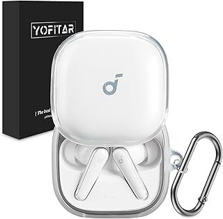 [YOFITAR] for Anker Soundcore Liberty 5 ケース クリア Soundcore Liberty 5カバー TPU製 全面保護 落下防止 キズ防止 耐衝撃 装着充電可能 軽量小型 カラビナ付き Soundcore Liberty 5 case サウンドコアリバティ5保護カバー liberty5カバー 透明