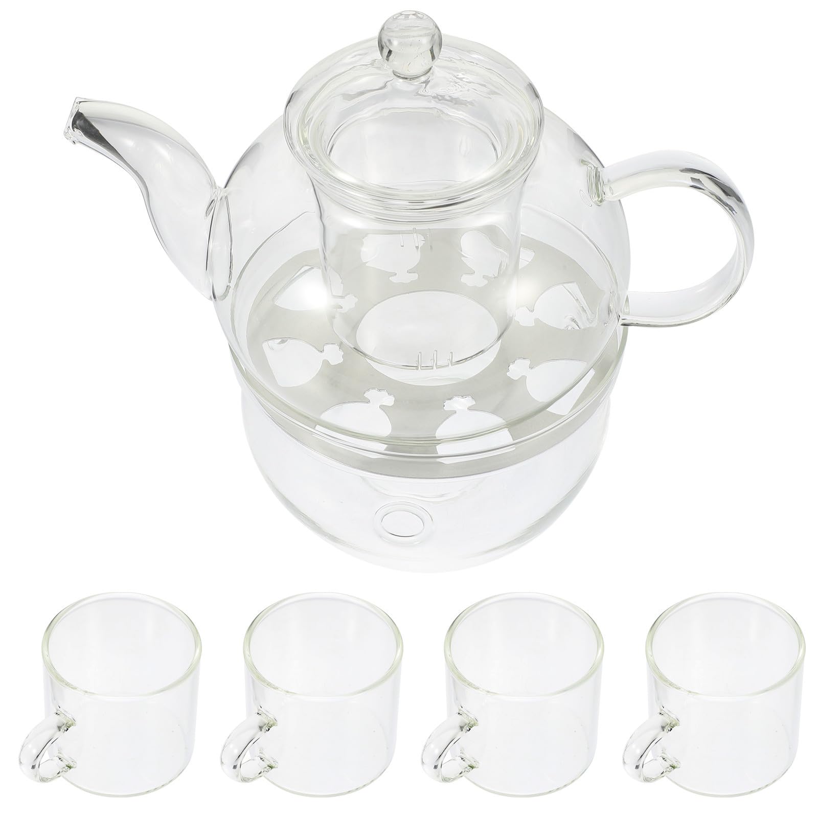 Garneck Hausgemachte Glas Teekanne mit Integriertem Teesieb Hitzebeständig und Anti Verbrühend für Familien und Freundestreffen Elegantes 1 Satz Kung Fu Teeservice