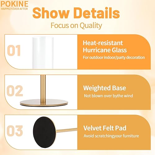 Miniatura 9 de Juego de 3 candelabros altos de cristal de huracán para bodas, decoración de Navidad, mesa de comedor, centros de mesa de fiesta