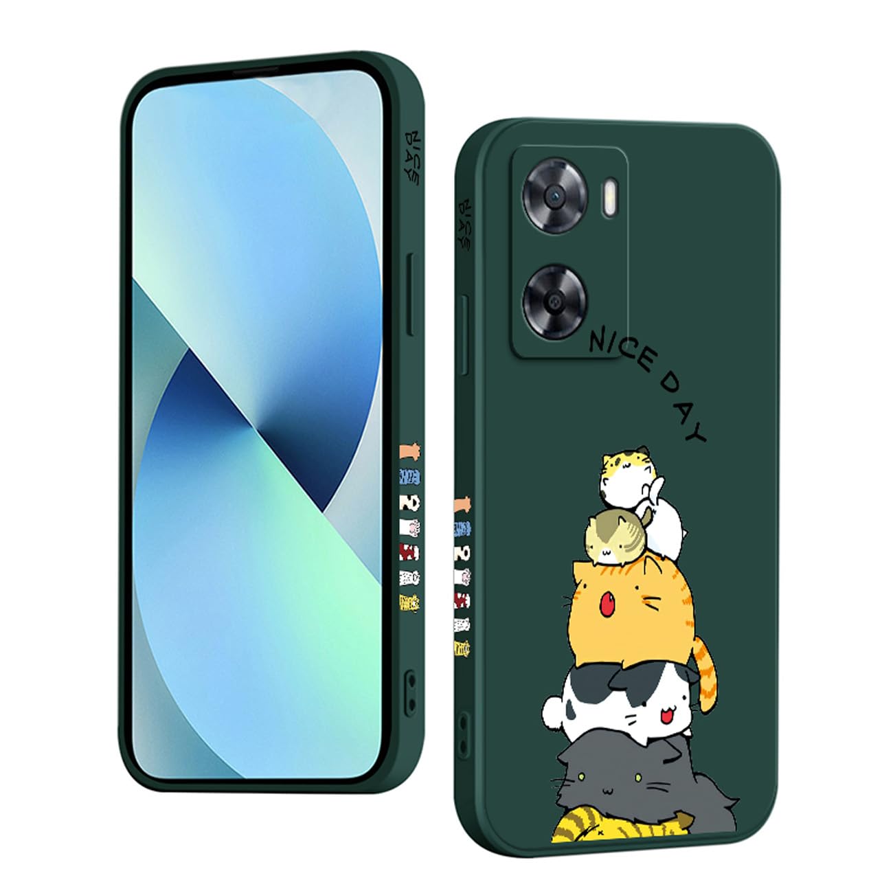 Cover Per OPPO A57 4G / A57s In Vetro Temperato Sfumato - Custodia Ultra Sottile TPU Morbida, Protezione Antiurto (Verde/Viola)