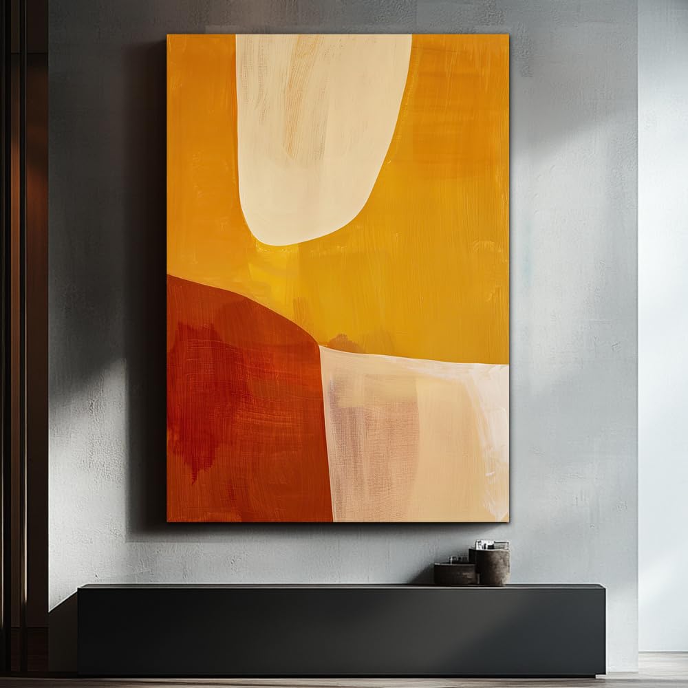 IHHGNB Abstract Canvas Print Painting Spanish Passion-Inspired Modern Wall Art Warm Orange Beige Tones Unframed Canvas Artwork(60x80cm(24x31in)/No frame)