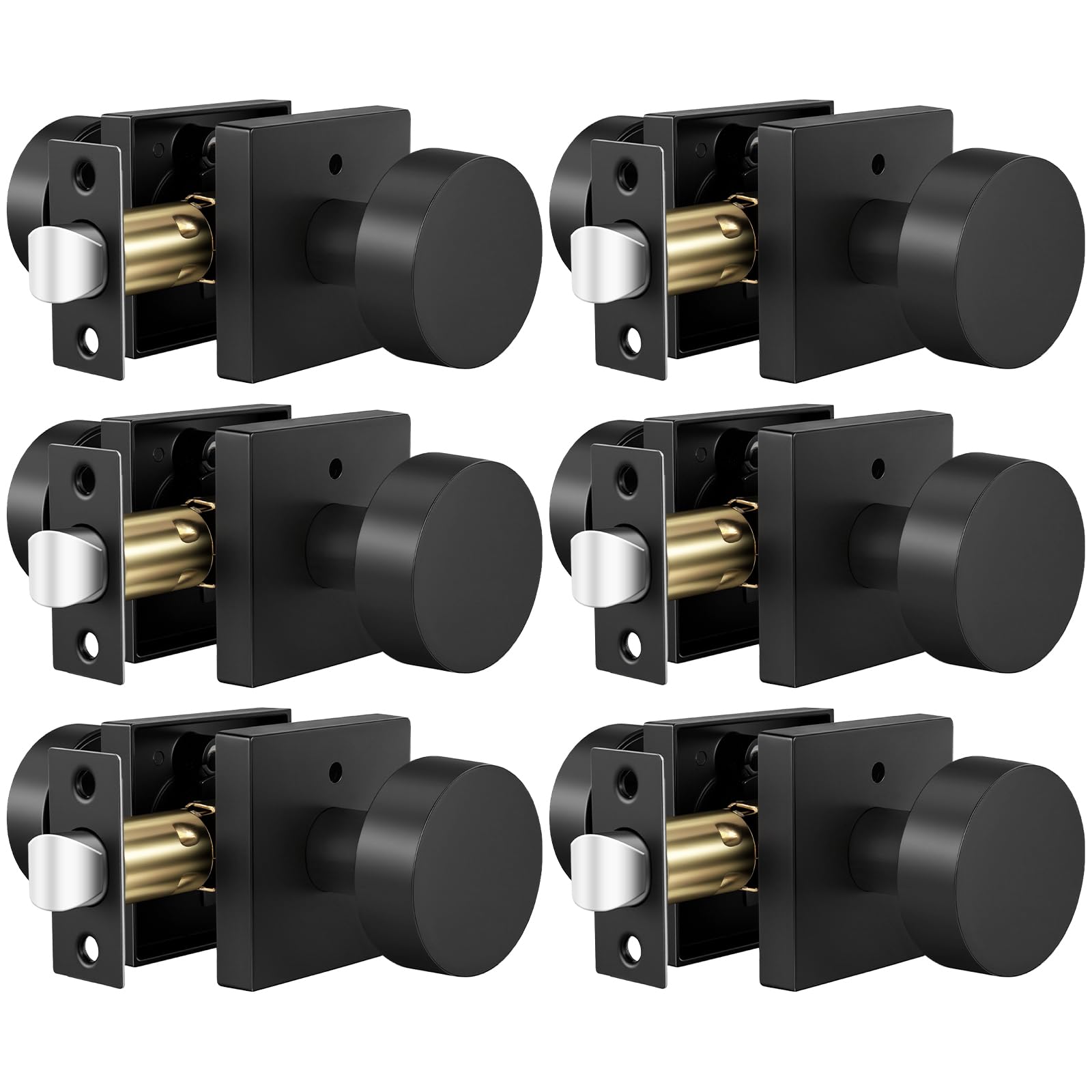 Photo 1 of Goldenwarm Matte Black Privacy Door Knobs for Interior Doors, Zinc Alloy Black Door Knobs Interior for Bedroom & Bathroom, Keyless Lock with Emergency Release, Adjustable & Reversible - 6 Pack