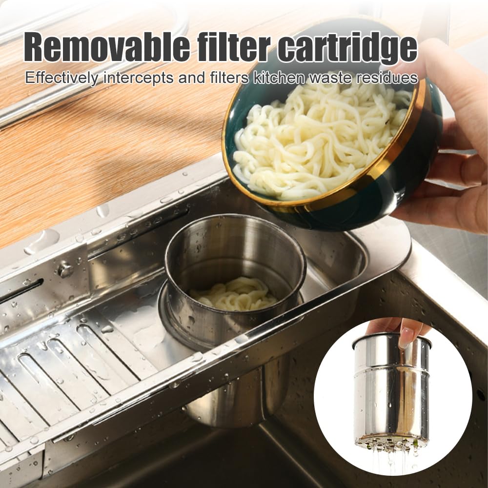 DONGKER Égouttoir a Éponge Rétractable en Acier Inoxydable Amovible avec Trous de Drainage Creux au Fond,pour Comptoir de Cuisine Évier de Cuisine