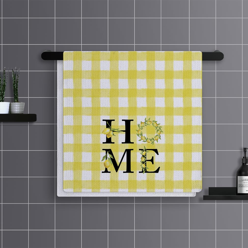 Trapos Cocina Impresión Malla Amarilla Paños de Cocina Suaves y Absorbentes Paños Cocina Reutilizables Trapos de Cocina para Secar Toallas Lavable Toallas de Barra Juego de 4 (40x60cm)