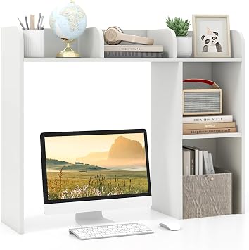 Desktop Bookshelf, 3-Tier Wood Countertop Bookcase with 5 Shelves