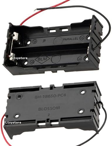 Miniatura 2 de Soporte para batería 18650, 4 piezas, 2 ranuras x 3.7 V, caja de almacenamiento de batería DIY, en paralelo caja de baterías de plástico negro para