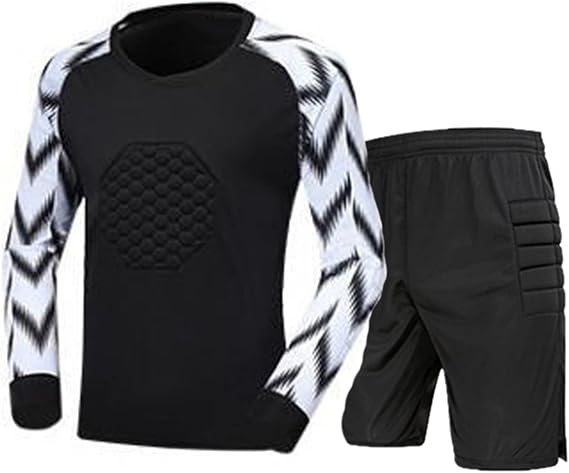 Maillot De Football Rembourré – Mousse Nid D’abeille EVA – Protection Poitrine, Côtes, épaules – Noir, Manches Longues