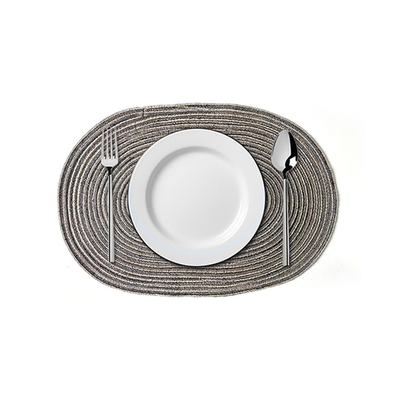 Set de Table Restaurant 8 Pièces, 35 x 50 CM Tapis de Table Antidérapant a Manger Gris, Couleur Unie avec Ovale