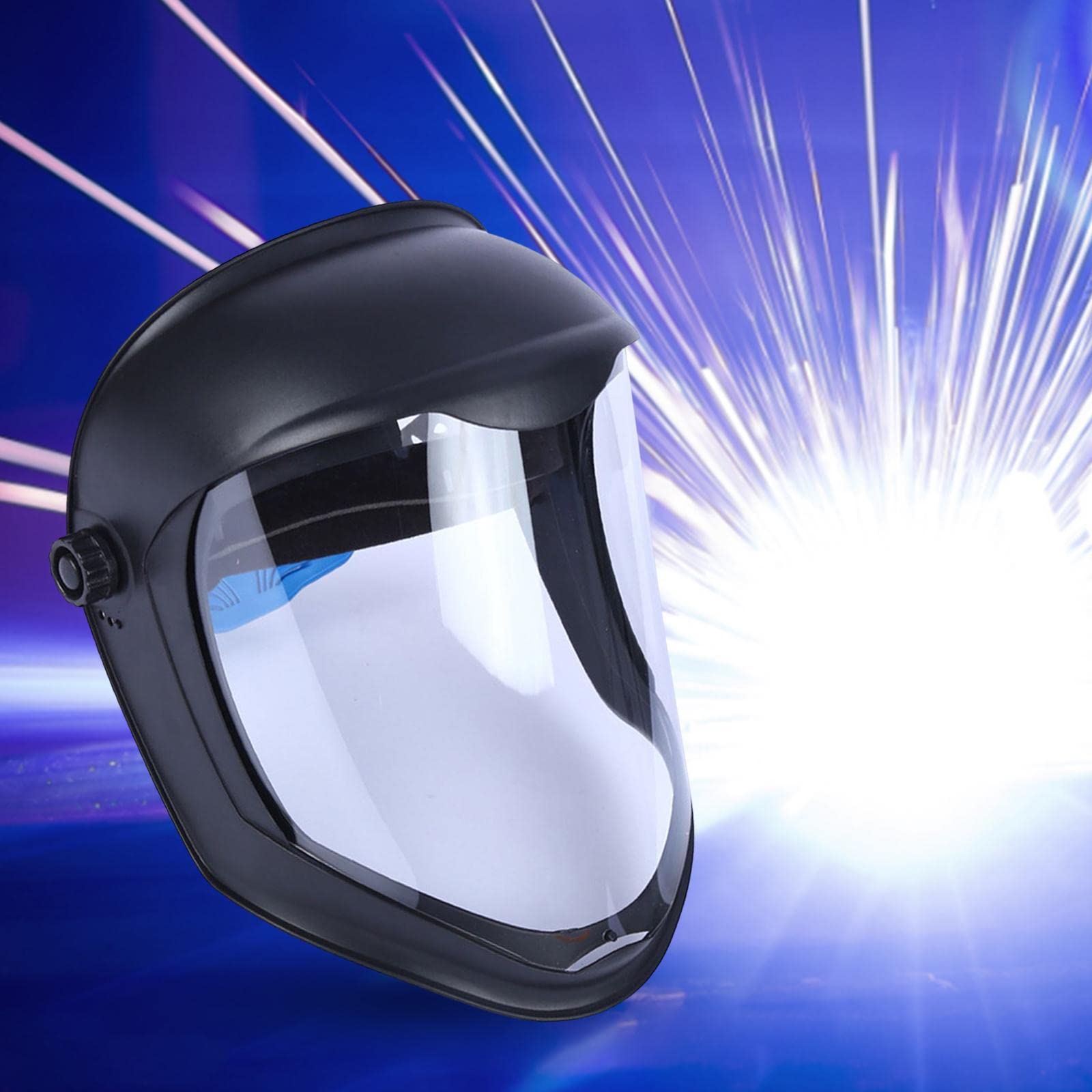 Harilla Visage Bouclier Casque w/Visière Claire À Cliquet Sécurité Broyage, dans supérieur, Masque Double Bandeau