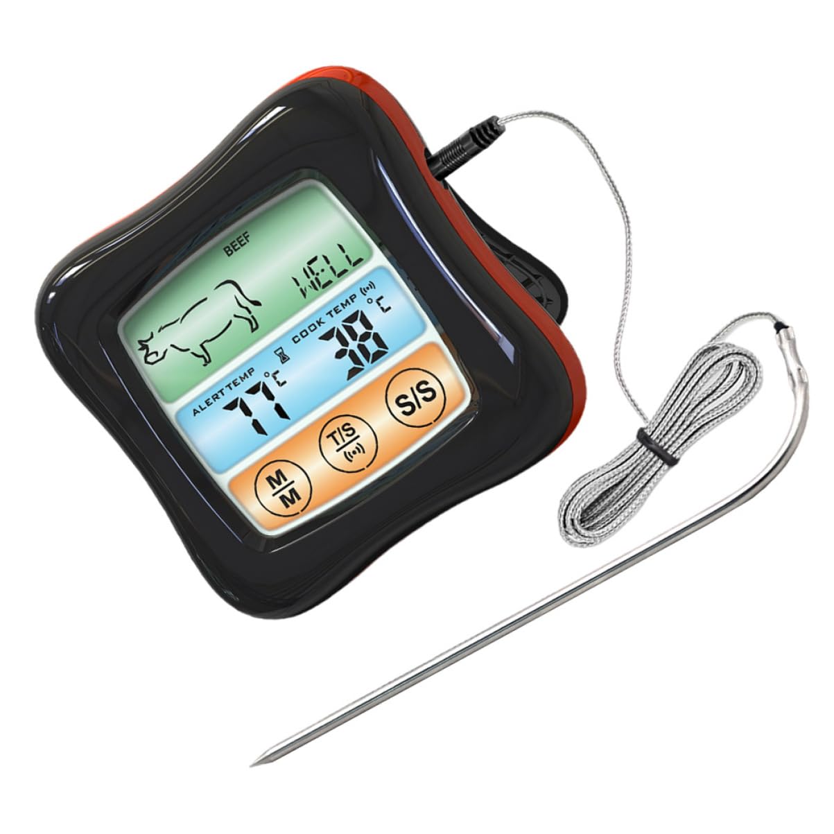 Termometro Digitale Touch per Carne e Barbecue Timer, Nero
