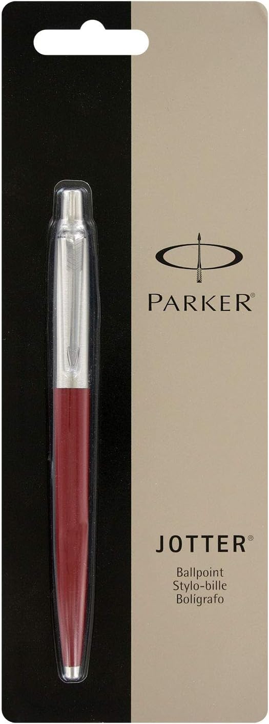 Parker Jotter 3 Colours - 1 Black + 1 Blue + 1 Red Ballpoint Pen 1.0mm, Medium Point, Black Ink (Jotter Box) (Medium Point, Black)